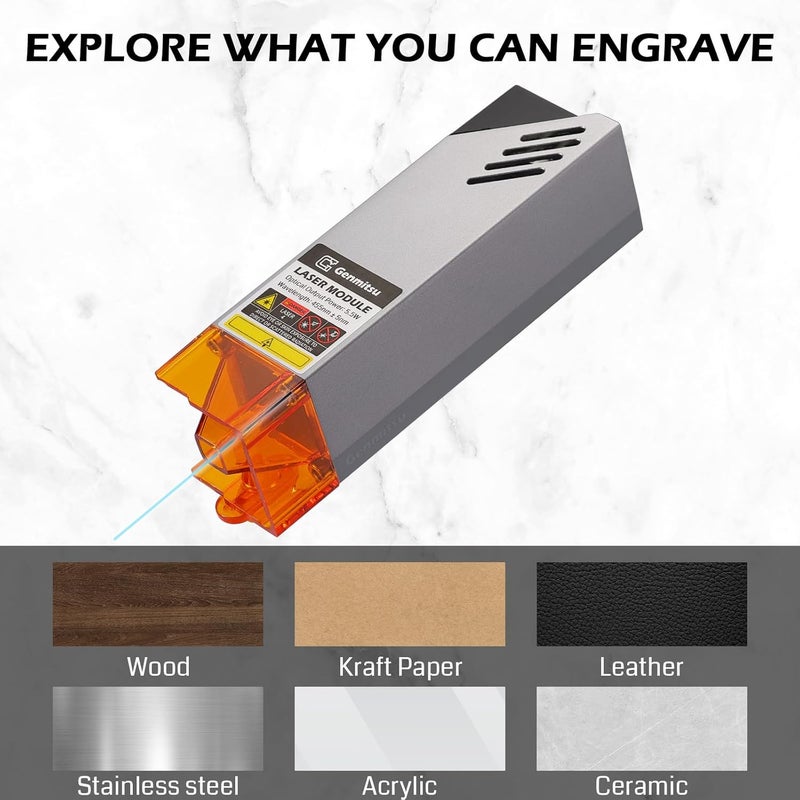 Genmitsu Laser Engraver Module, 5000mW Optical Power, 450nm Wavelength for Cubiko, 3018-PRO & 3018-PROVer, 3018-PROVer V2, 3020-PRO MAX, 3020-PRO MAX V2 CNC Machines - Image 4